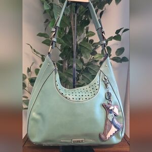 Chala Turquoise Green Hobo Bag with Dog Charm